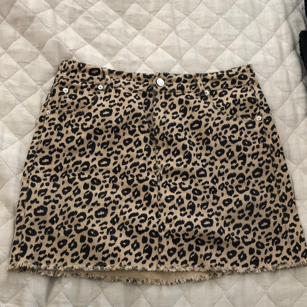 Cheetah print jean skirt